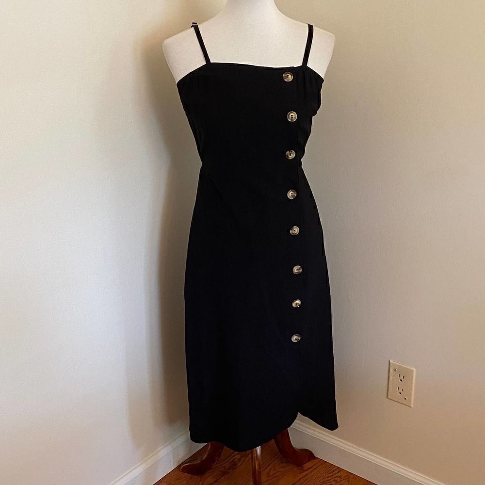 NEW Le Lis Black Faux Button Down Black Dress S